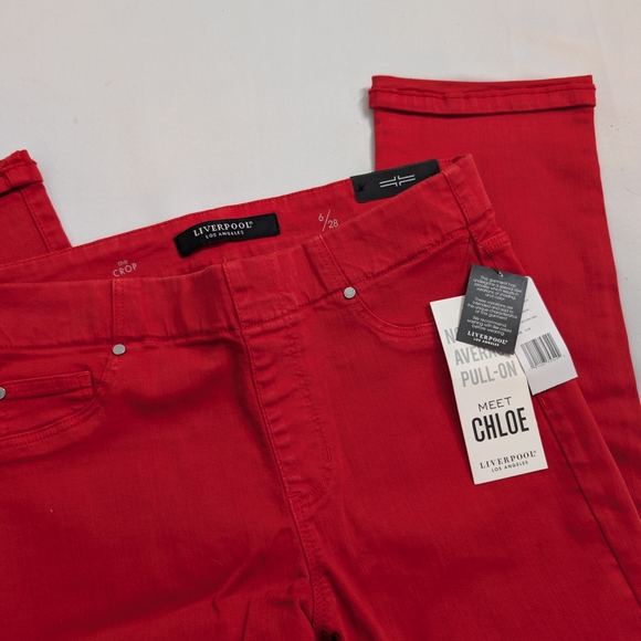 Liverpool Women's Burnt Orange (Molten Lava) Stretch Pull On Chloe Crop Pant - Picture 3 of 8